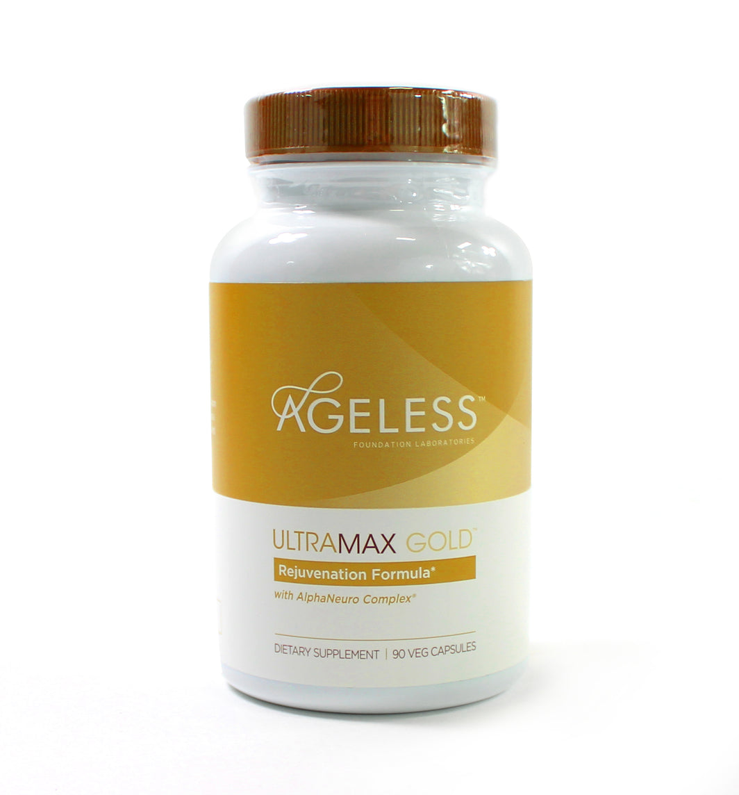 AGELESS™: UltraMAX Gold™ Capsules, HGH Anti-Aging Supplement for Women, Slows Cellular Aging, Supports Immune Health, Smoother Skin Tone and Restorative Sleep, Weight Management, 90 Capsules