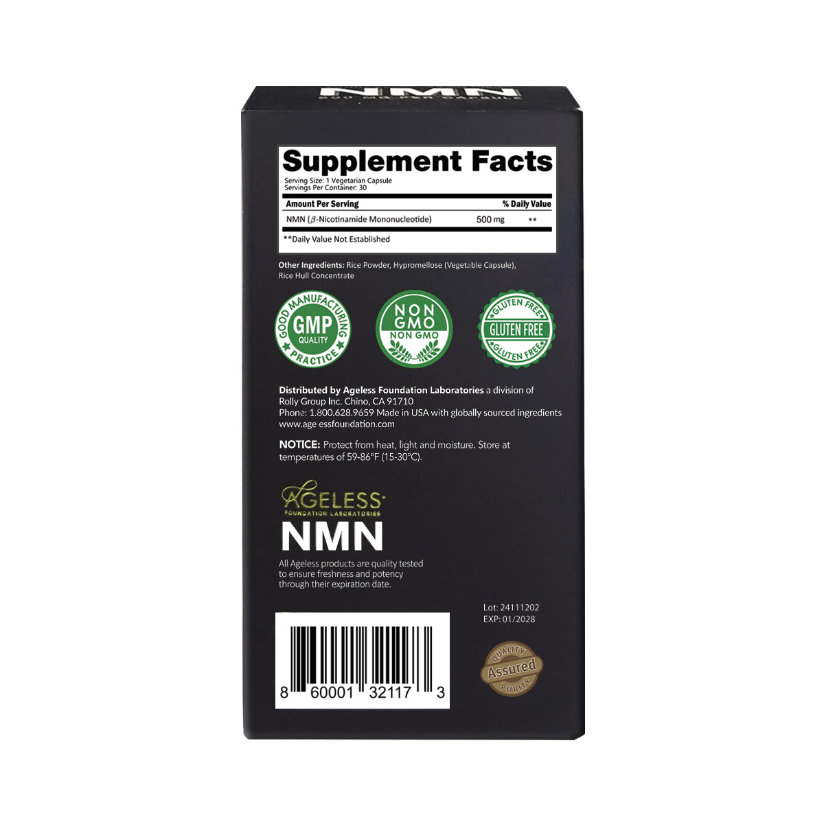 NMN Stabilized Form Capsules- 30 Capsules 500mg