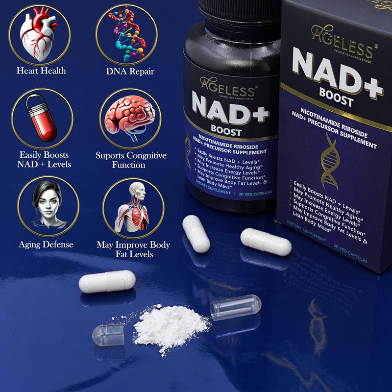 Ageless NAD+ Supplement - Nicotinamide Riboside Supplement for Healthy Aging and Cognitive Function - 30 Count