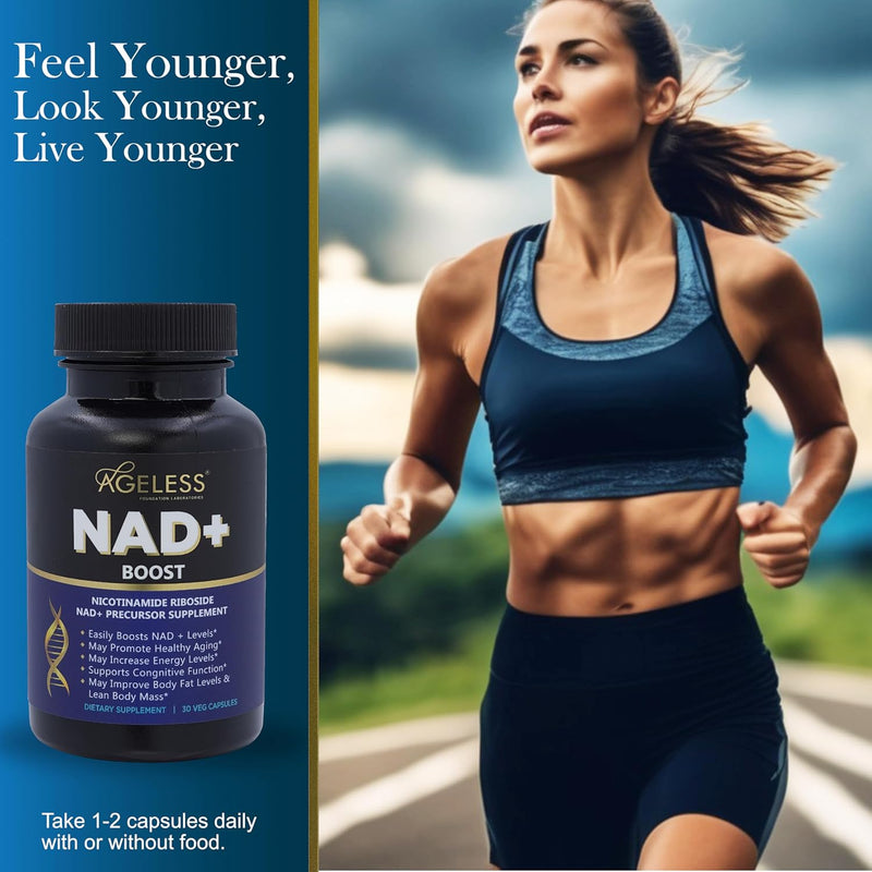 Ageless NAD+ Supplement - Nicotinamide Riboside Supplement for Healthy Aging and Cognitive Function - 30 Count